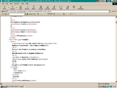 Sample XML data for Robinson reports