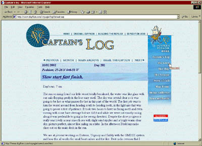 Captain's Log main page - 2001