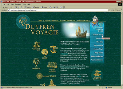 Homepage VOC2002 Voyagie section - 2001