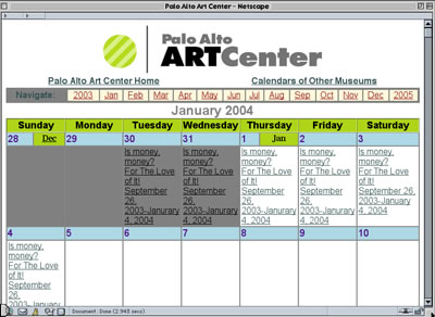 Palo Alto Center Calendar