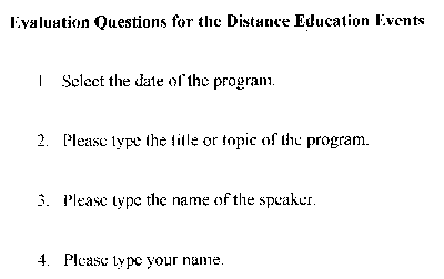 Evaluation questions for distance education events
