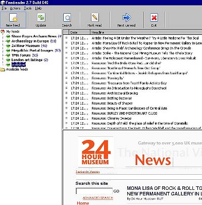 Screen Shot: looking at the feed in a reader