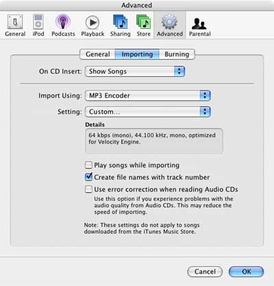Fig 13: Adjusting preferences in iTunes