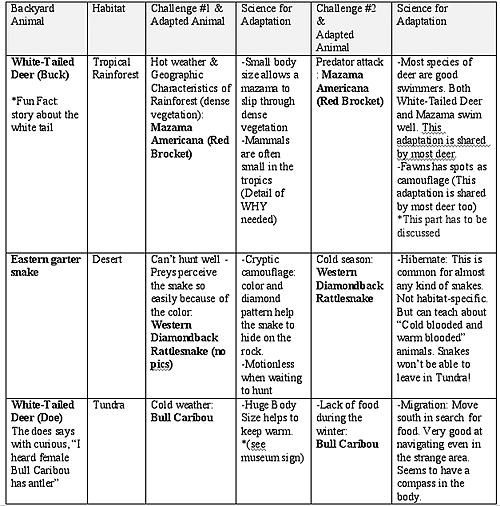 Table 3: Example of the Content Skeleton Table