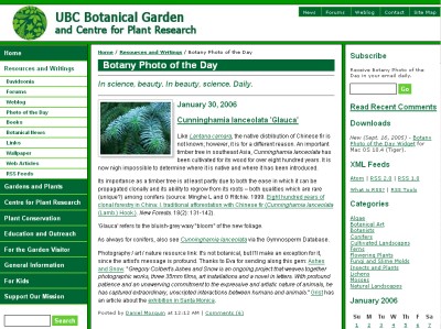 Fig. 2: Botany Photo of the Day main page  http://www.ubcbotanicalgarden.org/potd/ 
