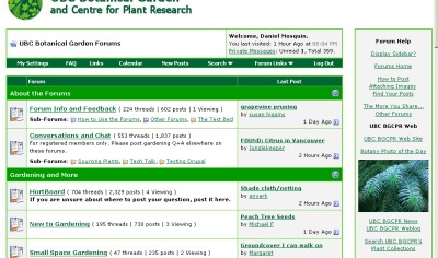 Fig. 4: UBC Botanical Garden discussion forums displaying Botany Photo of the Day image thumbnail in sidebar http://www.ubcbotanicalgarden.org/forums/ 