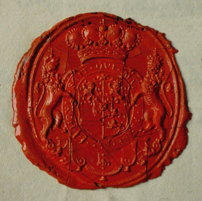 Fig 5: Print of the seal of William V, prince of Orange. Image used courtesy of&nbsp; the Dutch Royal Archives.